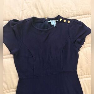 Draper James Navy Dress with Gold Buttons